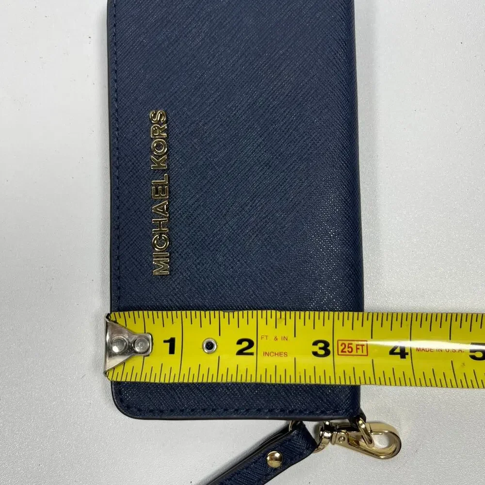 MICHAEL KORS Wallet Jet Set Travel Saffiano Leather Smartphone Wristlet Blue